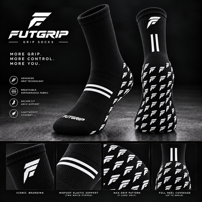 FUTGRIP Pro Black Soccer Grip Socks
